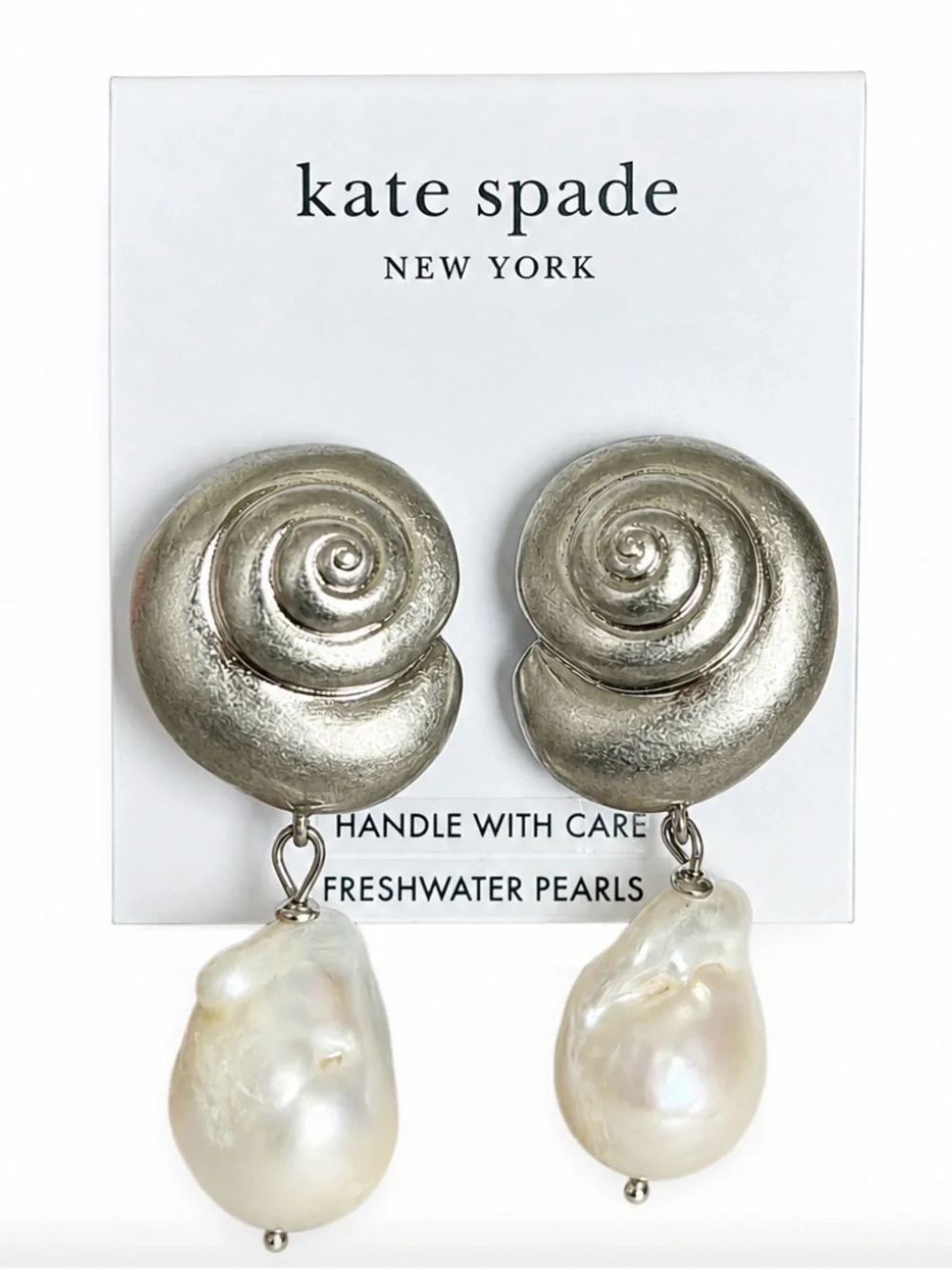 Kate Spade Beachside Drop Earrings in Silver/Freshwater Pearl ORG RETAIL $168 🐚